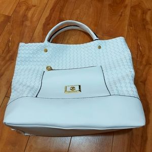 Christian Lacroix White Caroline Woven Satchel
